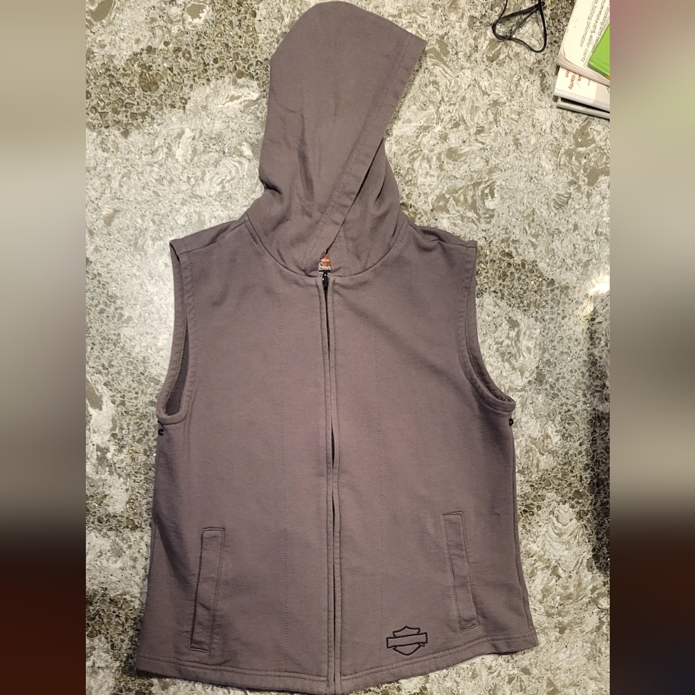 Harley Davidson Hooded Sleeveless Vest Full Zip